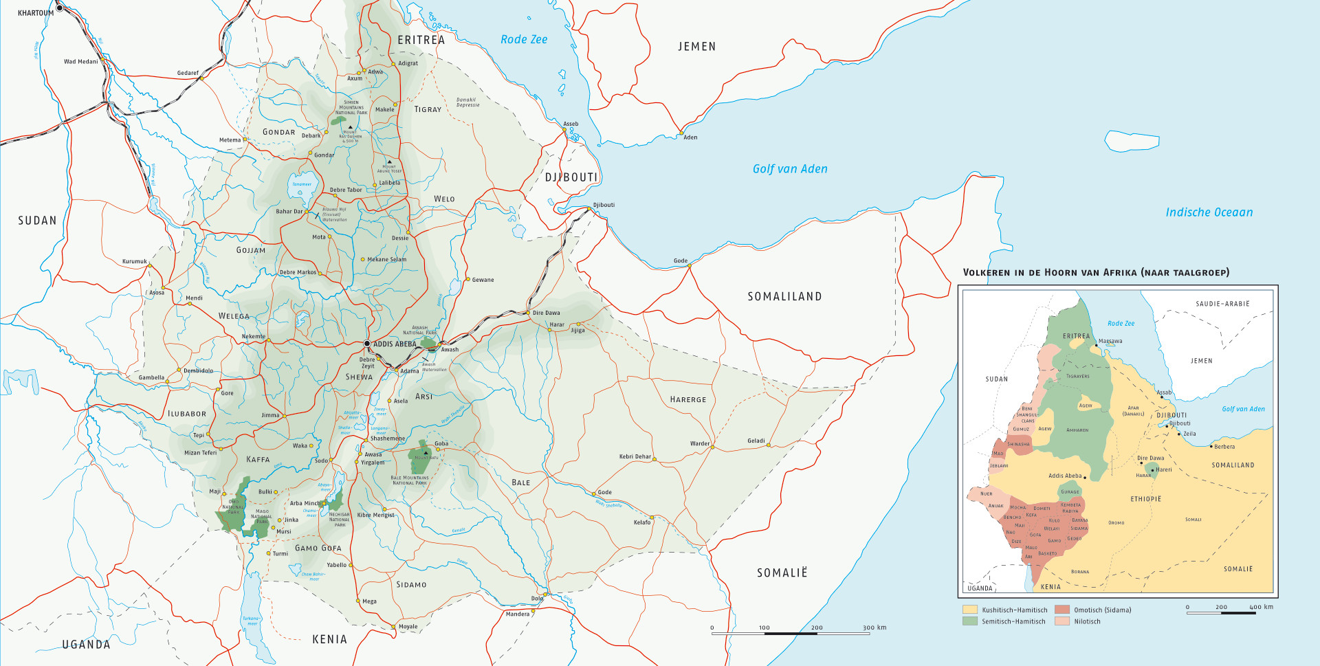 Populations in the horn of Africa (according language group).