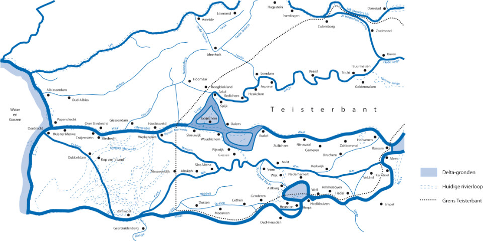 Woudrichem, City and Land - Rivers and flow channels up to the 10th century AD.